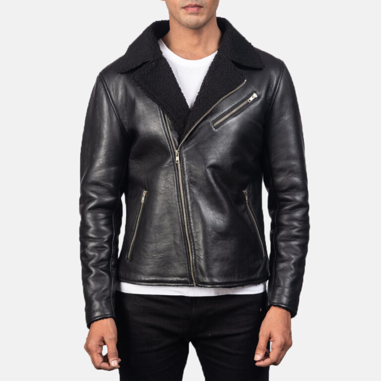 Mens Alberto Shearling Black Leather Biker Jacket4716-5-1557048096969
